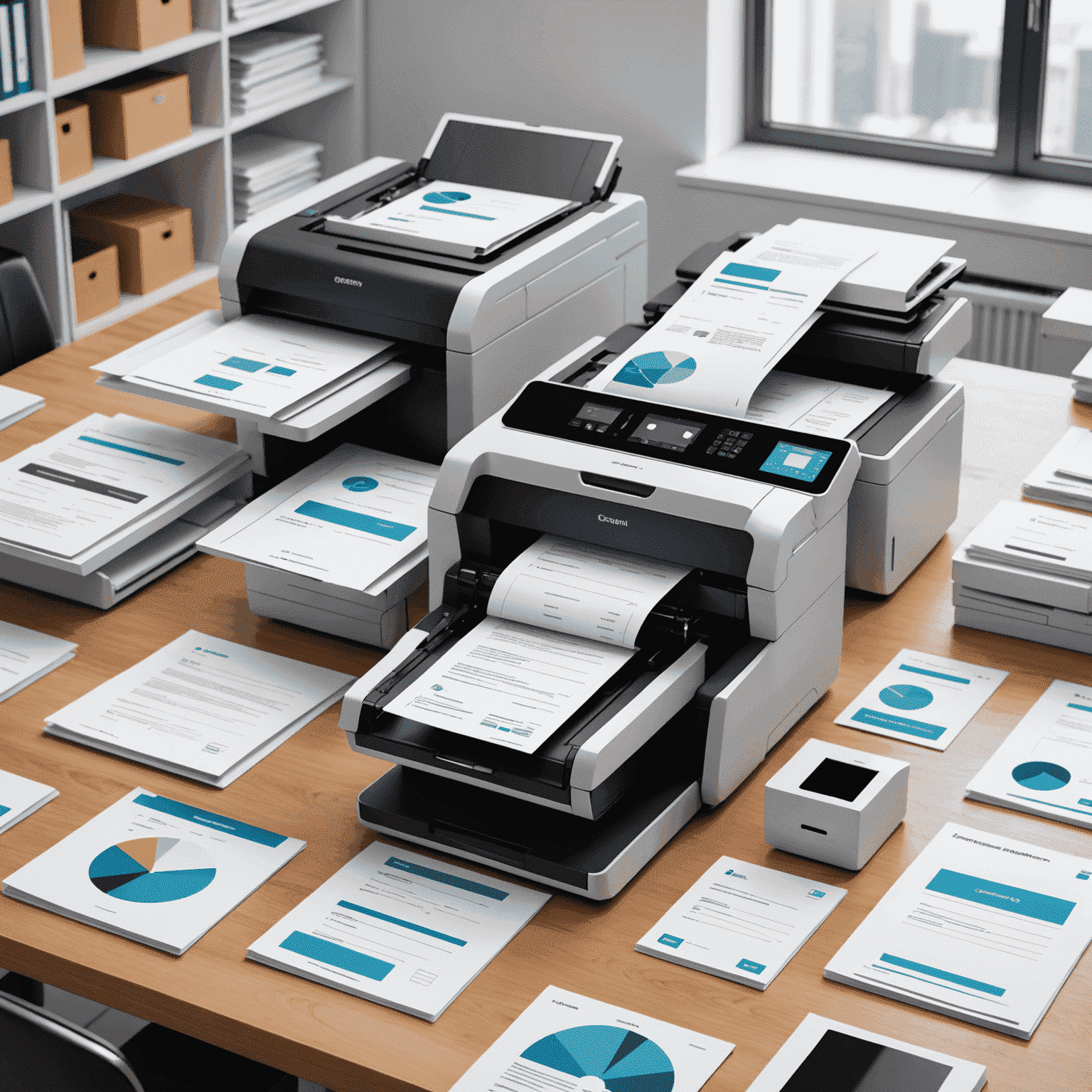 Visual representation of document automation process showing digital documents being processed and organized automatically