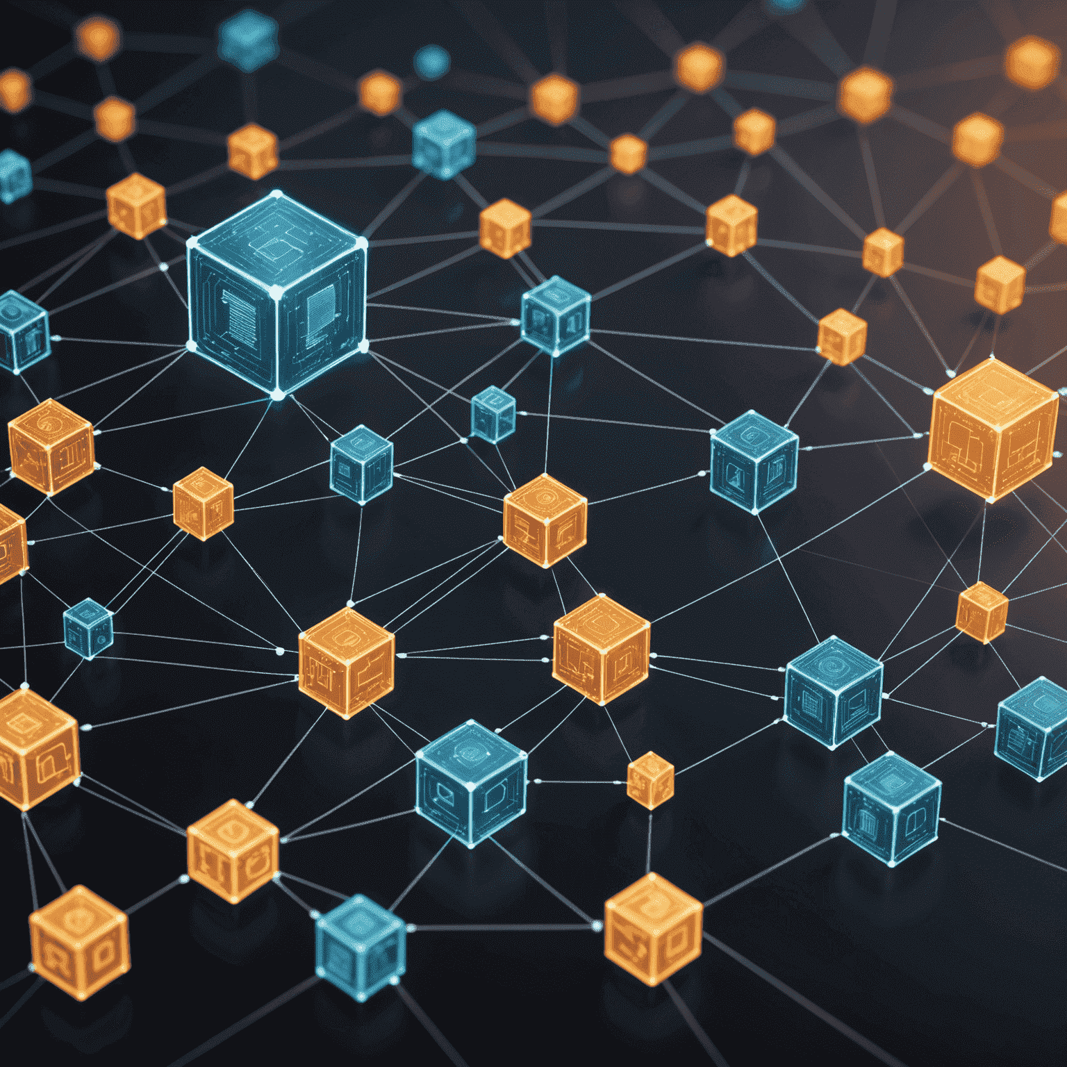 Visual representation of a blockchain network with smart contracts being executed, showcasing the security and transparency of this technology in legal applications